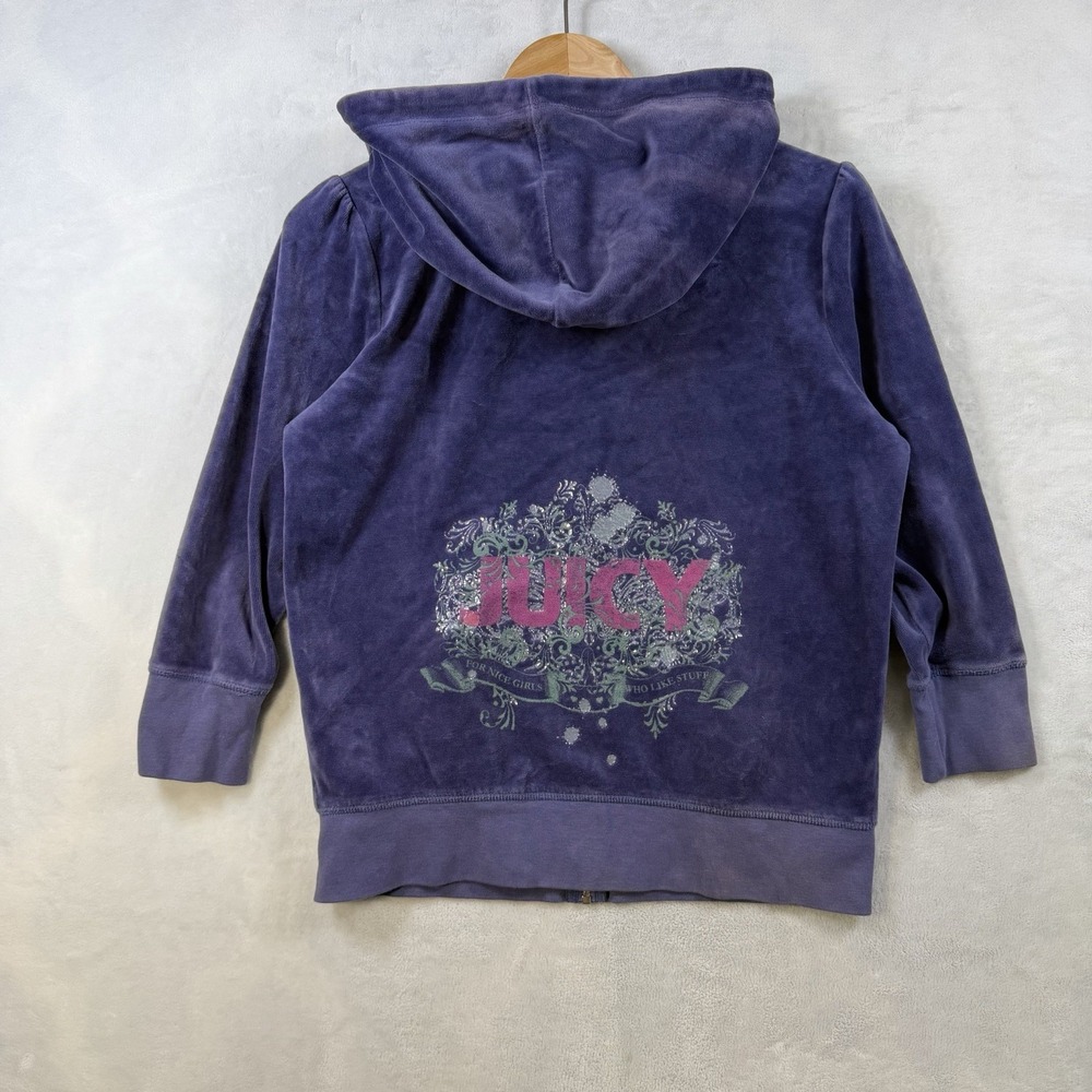 VTG y2k women's Juicy Couture velour track jacket hoodie sweatshirt w/ J Zipper